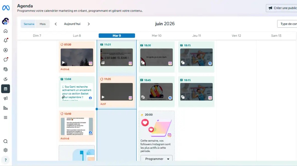 Programmation des posts Programmation des posts